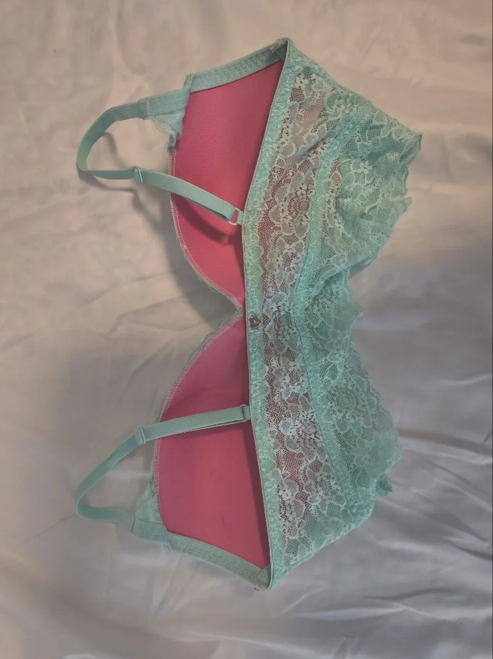 PINK Victoria's Secret Mint Lace Longline Bra